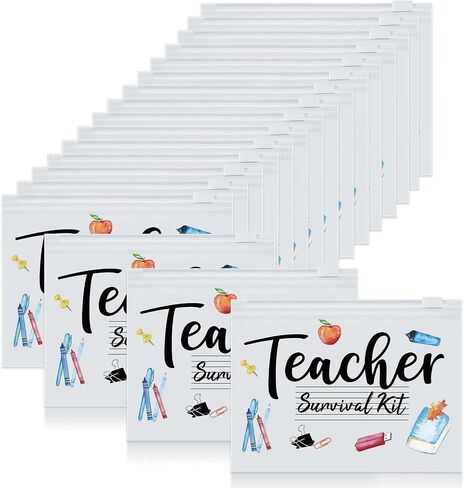 Cunno 60 Pcs Teacher Appreciation Gifts Bulk Small Teacher Survival Kit Bag Waterproof Makeup Pouch Cosmetic Pencil Bag Thank You Gifts for Women Best Teacher Graduation Gifts(Teacher Survival Kit) in Saudi Arabia