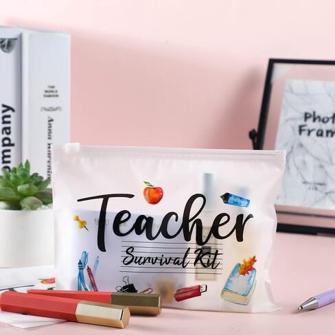 Cunno 60 Pcs Teacher Appreciation Gifts Bulk Small Teacher Survival Kit Bag Waterproof Makeup Pouch Cosmetic Pencil Bag Thank You Gifts for Women Best Teacher Graduation Gifts(Teacher Survival Kit) in Saudi Arabia