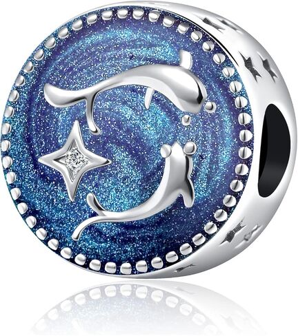 YQSLIN Horoscope Zodiac 12 Constellation Charms fit Charm Bracelet, Blue Enamel Bead Charm Zodiac Birthday Gift in Saudi Arabia