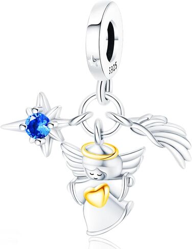 NUJIFFY 925 Sterling Silver Charms Beads for Bracelets & Necklaces, Angel Wing Star Pendants, Cute Retro Vitality Charm Gifts Jewelry for Women Men Teens in Kuwait
