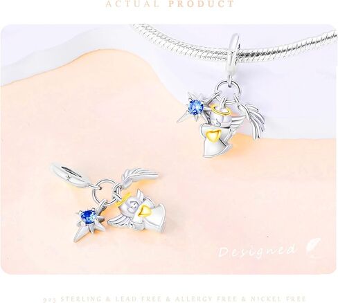 NUJIFFY 925 Sterling Silver Charms Beads for Bracelets & Necklaces, Angel Wing Star Pendants, Cute Retro Vitality Charm Gifts Jewelry for Women Men Teens in Kuwait