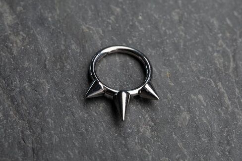 Pierced Owl 16GA F136 Implant Grade Titanium Spiked Hinged Segment Ring in Saudi Arabia