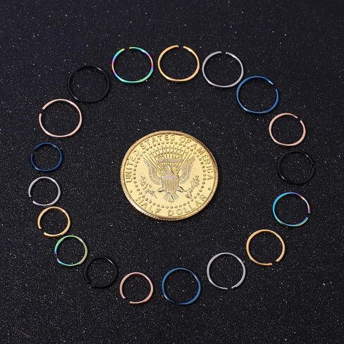 18 قطعة من LOYALLOOK G23 حلقة الأنف من التيتانيوم للنساء والرجال هيليكس تراغوس الشفاه الحاجز الدائري الغضروف القرط هوب ثقب المجوهرات 18/20 جرام in Kuwait