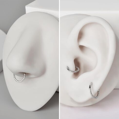 Double Open Stack Cz Septum Rings 16g 18g 316 Stainless Steel Daith Piercing Jewelry Hinged Clicker Rook Snug Tragus Cartilage Hoop Earring 8mm 10mm in Kuwait