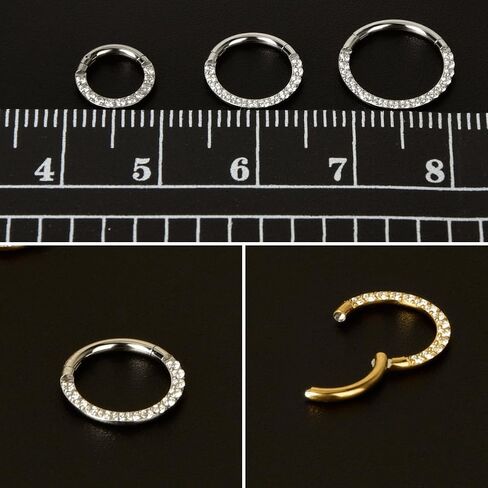 Double Open Stack Cz Septum Rings 16g 18g 316 Stainless Steel Daith Piercing Jewelry Hinged Clicker Rook Snug Tragus Cartilage Hoop Earring 8mm 10mm in Kuwait