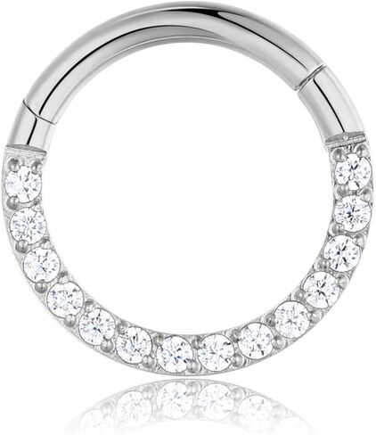 Double Open Stack Cz Septum Rings 16g 18g 316 Stainless Steel Daith Piercing Jewelry Hinged Clicker Rook Snug Tragus Cartilage Hoop Earring 8mm 10mm in Kuwait