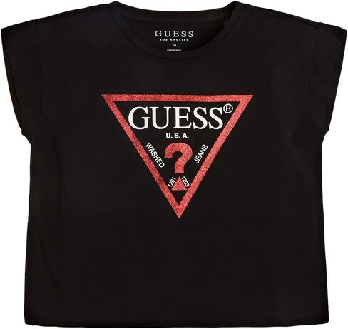 تي شيرت GUESS للفتيات ذو أكمام قصيرة مطبوع عليه شعار عضوي قابل للتمدد بأكمام قصيرة in Saudi Arabia
