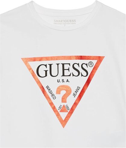 تي شيرت GUESS للفتيات ذو أكمام قصيرة مطبوع عليه شعار عضوي قابل للتمدد بأكمام قصيرة in Saudi Arabia