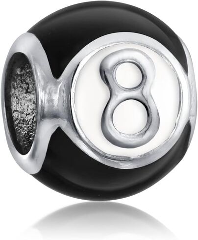 Lucky Pool Payer Magic Number Billiards 8 Ball Charm Bead For Women For Teen .925 Sterling Silver Fits European Bracelet in Saudi Arabia