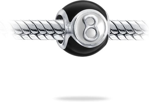 Lucky Pool Payer Magic Number Billiards 8 Ball Charm Bead For Women For Teen .925 Sterling Silver Fits European Bracelet in Saudi Arabia