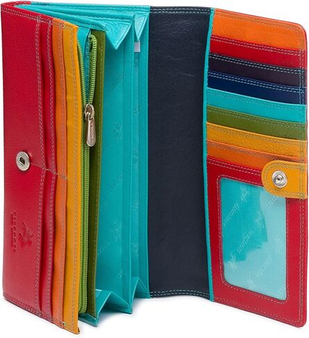 محفظة دفتر شيكات من الجلد الناعم مقاس كبير من Visconti Spectrum 36 للسيدات، مقاس 17.78 سم × 10.16 سم × 2.54 سم in Kuwait