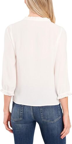 CeCe Women's 3/4 Sleeve Ruffled V-Neck Blouse in Saudi Arabia
