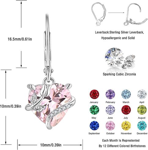 Starchenie Birthstone Earrings for Women Sterling Silver Dangle Leverback Infinity Earring for Women in Saudi Arabia