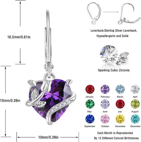 Starchenie Birthstone Earrings for Women Sterling Silver Dangle Leverback Infinity Earring for Women in Saudi Arabia