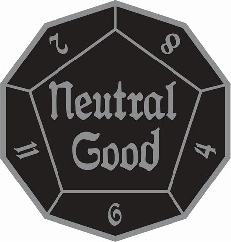 Neutral Good Alignment DnD D12 Dice Enamel Pin Silver Finish | Gamer 5e RPG Affiliation Nerdy Pin, Small, enamel, not known in Kuwait
