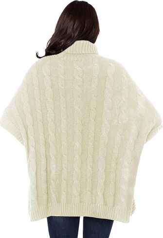 Women's Poncho Sweater Turtle Cowl Neck Batwing Sleeve Pullover Sweaters with Pockets in Saudi Arabia