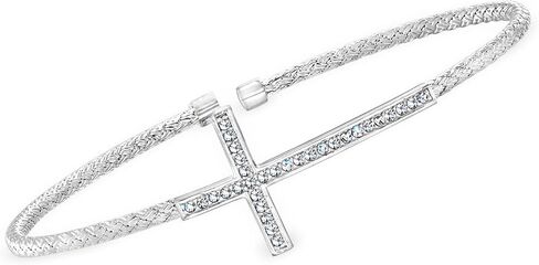 Ross-Simons Charles Garnier .28 ct. t.w. Cross Cuff Bracelet in Sterling Silver. 7.5 inches in Saudi Arabia