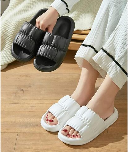 VINOBOW Cloud Slides للنساء - أحذية استحمام صنادل نسائية مريحة للمنزل شباشب لخارج المنزل أحذية بيضاء للرجال in Kuwait