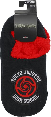 Jujutsu Kaisen Anime Tokyo Jujutsu High School Logo Men's Black Slipper Socks (Fits Shoe Sizes 5-10) in Saudi Arabia