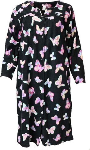 Women's Fleece Snap Front Duster Robe with Pockets in Saudi Arabia