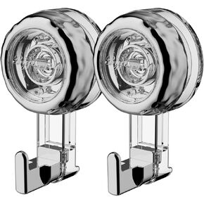 Suction Cup Hooks for Shower, Bathroom, Hanging Towels, Robe, Loofah, Mounting on Glass Shower Doors, Tile, Mirrors,2 Pack Removable & Reusable (Clear Lucite)