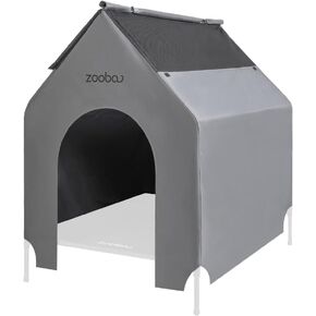 28" Durable Dog House Cover - Waterproof & UV-Resistant 600D Oxford Fabric Canopy for Outdoor Kennels - Cover Only, Fits 36"x30"x44" Houses - Protective Large Breed Shelter Top - Cool Grey