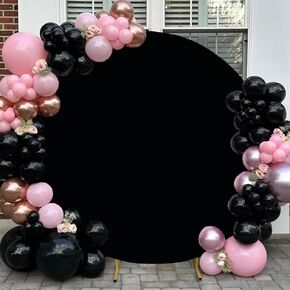 6.5ft Black Round Backdrop Cover for Party Circle Backdrop Cover for Wedding Baby Shower Photography Black Arch Polyester Backdrop Cover for Halloween Home Decoration