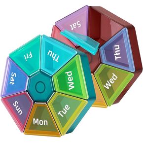 7 Days Pill Organizer, 2 Pack Weekly Pill Organizer,Pocket Pill Organizer, Weekly Pill Case, Pill Box.