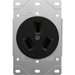 ENERLITES 50 Amp Receptacle Outlet, NEMA 10-50R, Residential Commercial Industrial Grade, Outdoor/Indoor, 3-Pole, 3 Wire, No Ground Contact, (10,8,6,4) AWG, UL Listed, 125/250V, 67500-BK, Black