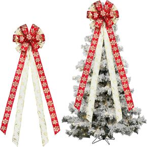 2 PCS Large Patriotic Bow 24 Inch America Flag Wreath Bow Stars & Stripes Designs for 4th of July Independence Red Navy Blue White