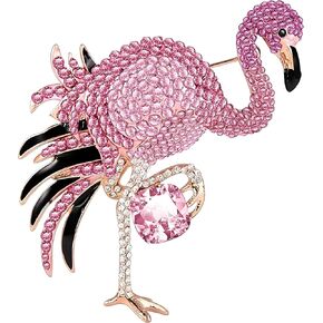 Fashion Cute Flamingo Brooch Classical Full Crystal Broche for Women Rhinestones Cute Animal Corsage Pin Birthday Christmas Gift