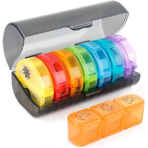 IEKEODI Weekly Pill Boxs 2 Times a Day,7 Pack 2 Compartments Travel Pill Organizer,Pill Case to Hold Medicine, Medication, Vitamins,Fish Oils,Supplement