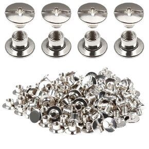 50 Sets 4mm Chicago Screws Post Binding Screw M5x4mm Carbon Steel Cross Head Screw 1/6 inch for DIY Repair Leather Craft Belt Bag Shoes Purse Bookbinding Screw Rivets Leather Kits