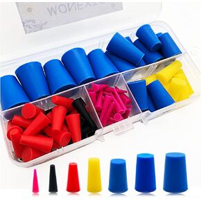 140PCS 9 Sizes Silicone Plug Set, Silicone Rubber Tapered Plugs 1/16" to 3/4" High Temperature Resistant Hole Plugs for Industrial Powder Coating Plugs Spraying (140)