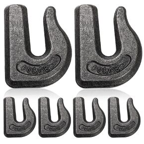 SOUJOY 6 Pack 3/8" Weld On Grab Hook, Tractor Bucket Chain Hooks, G70 Forged Clevis Weldable Tow Hook for Chain Pulling and Lifting, Trailer Truck, Rigging, Car