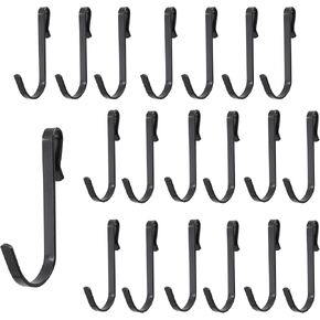 20Pcs J Shaped Hook Stainless Steel Hanger Hooks Clip-on Hook Wire Rack Hook Hanging Sink Grid Hook Shelf Hooks for Kitchen Bedroom Office, Black
