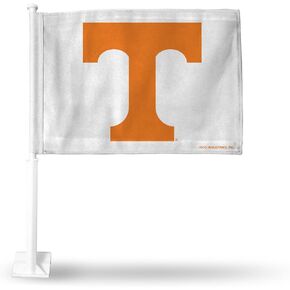 Rico Industries NCAA Tennessee Volunteers Block Double Sided Double Sided Car Flag - 16" x 19" - Strong Pole That Hooks onto Car/Truck/Automobile