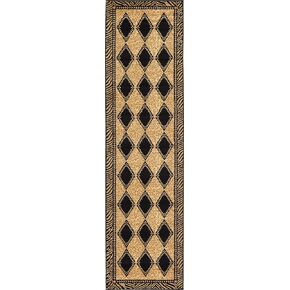 Unique Loom Wildlife Collection Animal Inspired with Leopard Geometric Bordered Design Area Rug, 2 ft 7 in x 10 ft, Light Brown/Black
