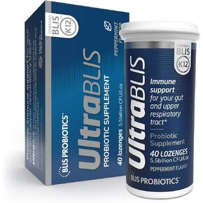 BLIS UltraBLIS Probiotic Immune Support Supplement-Powerful Combination of Gut & Oral Probiotics for Daily Immunity Support, Scientifically Tested Bacterial Strains Includes K12. 40 Lozenges.