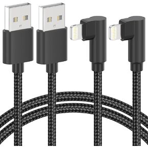 شاحن iPhone 90 درجة 6 أقدام، [معتمد من Apple MFi] 2 حزمة كابل إضاءة مضفر بزاوية يمنى شحن سريع، سلك شحن iPhone بطول 6 أقدام لهاتف iPhone 14 13 12 11 Pro Max Mini XR XS 8 SE iPad in Kuwait