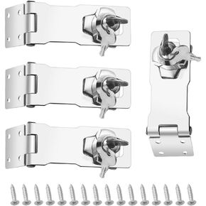 4PCS 4" Keyed Hasp Locks Door Hasp Latches Lock Padlock Latches for Cabinet Drawer(Keyed Alike)