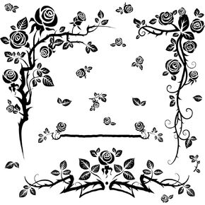 Removable Vinyl Black Flowers and Flower Vines Wall Decals DIY Home Art Decor Decorative Wall Sticker Murals for Kids Bedroom Living Room Tv Sofa Background Offices Wall Decorations