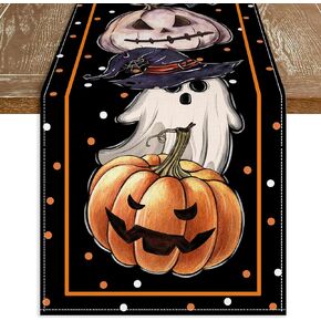 Halloween Table Runner 13" x 72", Black Halloween Trick or Treat Pumpkin Ghost Runners for Table, Halloween Bats Spooky Table Runners Home Decorations for Indoor Dining Table Decor