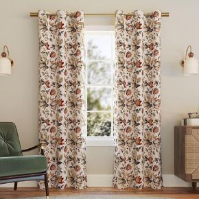 ستارة Sun Zero Irma Vintage Floral التعتيم بحلقات معدنية، مقاس 40 بوصة × 84 بوصة، حجري in Kuwait