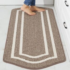 COSY HOMEER Long Kitchen Floor Mats for in Front of Sink Super Absorbent Kitchen Rugs and Mats 24"x79" Non-Skid Kitchen Mat Standing Mat Washable,Polypropylene,Brown,Frame