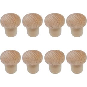 Wine Bottle Corks Mushroom T Shaped Cork Plugs for Wine Cork Wine Stopper Reusable Wine Corks Wooden and Rubber Bottle Stoppers (8, L)
