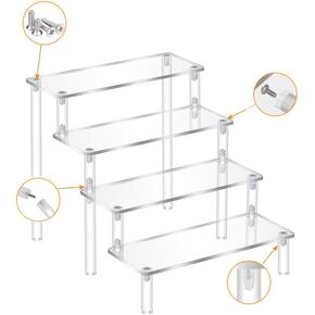 4 Tier Acrylic Display Riser, Clear Perfume Organizer Stand, Cupcake Stand Holder, Dessert Table Display Shelf, Skin Care Organizer for Decoration and Organizer