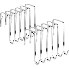 Over The Door Hook ,12Pcs Adjustable Over Door Hooks,Sturdy Metal Door Hangers for Hanging Clothes,Towels,Coats,Hats & More(Silver)