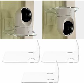 Acrylic Floating Wall Shelves for Security Cameras, 3 Pack Clear Wall Mount Floating Shelves with Cable Clips & Strong Tapes, No Drill Universal Small Wall Shelf Mount Wall Space Use.