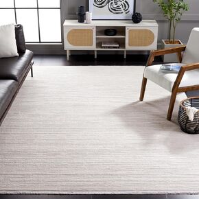 SAFAVIEH Whisper Collection Area Rug - 8' x 10', Ivory & Ivory, Stripe Design, Non-Shedding & Easy Care, Ideal for High Traffic Areas in Living Room, Bedroom (WHS565A)